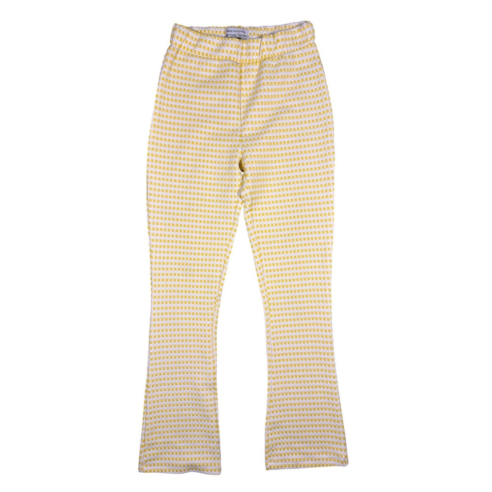 Urban Outfitters Yellow Gingham Textured Flared Pants Women Sm High Rise Retro